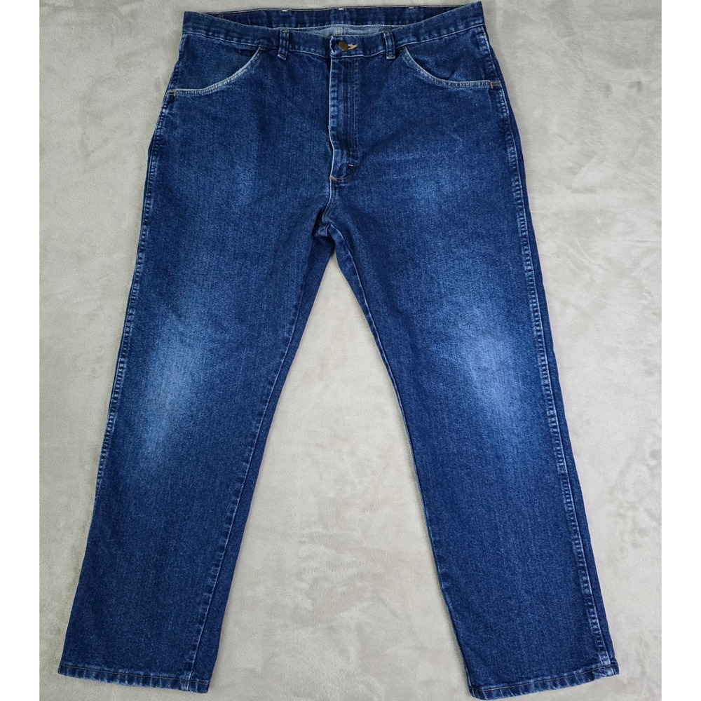 Wrangler Mens Blue Jeans 38x30 Straight Leg Medium‎ Wash Western Workwear